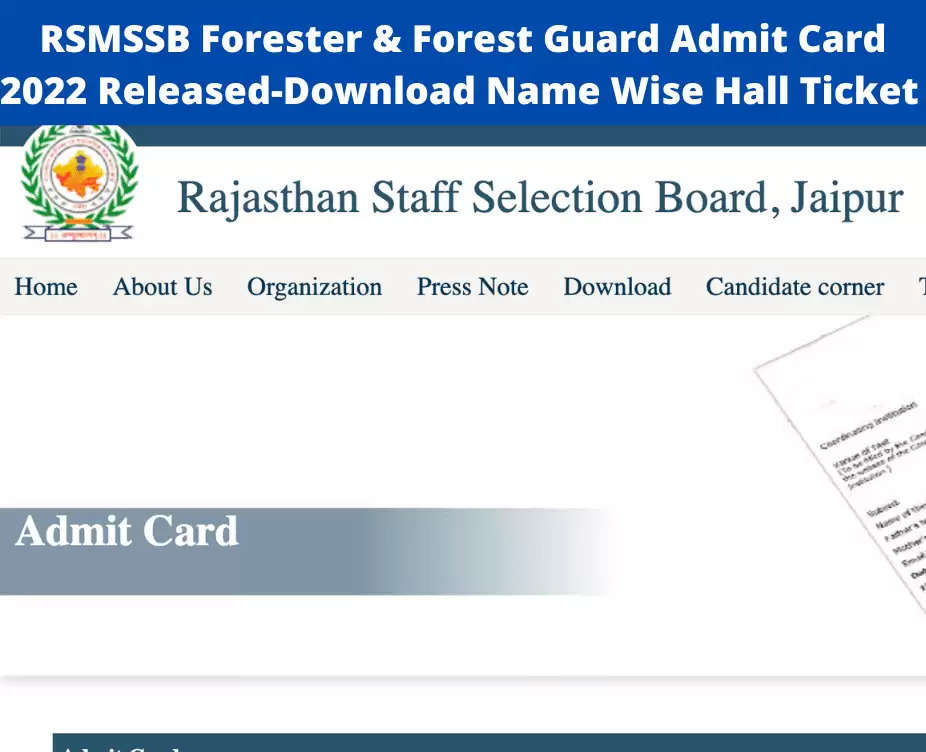  RSMSSB Admit Card 2022 Released: राजस्थान कर्मचारी चयन बोर्ड (RSMSSB) ने वनपाल और वन रक्षक 2022 परीक्षा का एडमिट कार्ड (RSMSSB Admit Card 2022) जारी कर दिया है। जिन उम्मीदवारों ने इस परीक्षा (RSMSSB Exam 2022) के लिए अप्लाई किया हैं, वे RSMSSB की आधिकारिक वेबसाइट rsmssb.rajasthan.gov.in पर जाकर अपना एडमिट कार्ड (RSMSSB Admit Card 2022) डाउनलोड कर सकते हैं। यह परीक्षा 6 नवंबर 2022 को आयोजित की जाएगी।    इसके अलावा उम्मीदवार सीधे इस आधिकारिक वेबसाइट लिंक rsmssb.rajasthan.gov.in पर क्लिक करके भी RSMSSB 2022 का एडमिट कार्ड (RSMSSB Admit Card 2022) डाउनलोड कर सकते हैं। उम्मीदवार नीचे दिए गए स्टेप्स को फॉलो करके भी एडमिट कार्ड (RSMSSB Admit Card 2022) डाउनलोड कर सकते हैं। विभाग द्वारा जारी किये गए संक्षिप्त नोटिस के अनुसार फील्ड सुपरवाइजर और सर्वेयर परीक्षा दिसंबर 2022 को आयोजित की जाएगी। परीक्षा का नाम – RSMSSB Exam 2022  परीक्षा की तारीख – 6 नवंबर 2022 विभाग का नाम – तमिलनाडु लोक सेवा आयोग (RSMSSB) RSMSSB Admit Card 2022 - अपना एडमिट कार्ड ऐसे करें डाउनलोड 1.	RSMSSB  की आधिकारिक वेबसाइट rsmssb.rajasthan.gov.in पर जाएं।   2.	होम पेज पर उपलब्ध RSMSSB 2022 Admit Card लिंक पर क्लिक करें।   3.	अपना लॉगिन विवरण दर्ज करें और सबमिट बटन पर क्लिक करें।  4.	आपका RSMSSB Admit Card 2022 स्क्रीन पर लोड होता दिखाई देगा।  5.	RSMSSB Admit Card 2022 चेक करें और एडमिट कार्ड डाउनलोड करें।   6.	भविष्य में जरूरत के लिए एडमिट कार्ड की एक हार्ड कॉपी अपने पास सुरक्षित रखें।   सरकारी परीक्षाओं से जुडी सभी लेटेस्ट जानकारियों के लिए आप naukrinama.com को विजिट करें।  यहाँ पे आपको मिलेगी सभी परिक्षों के परिणाम, एडमिट कार्ड, उत्तर कुंजी, आदि से जुडी सभी जानकारियां और डिटेल्स।    RSMSSB Admit Card 2022 Released: Rajasthan Staff Selection Board (RSMSSB) has released the Forest Guard and Forest Guard 2022 Exam Admit Card (RSMSSB Admit Card 2022). Candidates who have applied for this exam (RSMSSB Exam 2022) can download their admit card (RSMSSB Admit Card 2022) by visiting the official website of RSMSSB at rsmssb.rajasthan.gov.in. This exam will be conducted on 6th November 2022.  Apart from this, candidates can also directly download the RSMSSB 2022 Admit Card (RSMSSB Admit Card 2022) by clicking on this official website link rsmssb.rajasthan.gov.in. Candidates can also download the admit card (RSMSSB Admit Card 2022) by following the steps given below. According to the short notice issued by the department, the Field Supervisor and Surveyor exam will be conducted on December 2022. Exam Name – RSMSSB Exam 2022 Exam Date – 6 November 2022 Name of the Department – Tamil Nadu Public Service Commission (RSMSSB) RSMSSB Admit Card 2022 - How to Download Your Admit Card 1. Visit the official website of RSMSSB at rsmssb.rajasthan.gov.in. 2. Click on the RSMSSB 2022 Admit Card link available on the home page. 3. Enter your login details and click on submit button. 4. Your RSMSSB Admit Card 2022 will appear loading on the screen. 5. Check RSMSSB Admit Card 2022 and download the admit card. 6. Keep a hard copy of the admit card with you for future reference. For all the latest information related to government exams, you should visit naukrinama.com. Here you will get all the information and details related to the result of all the exams, admit card, answer key, etc.