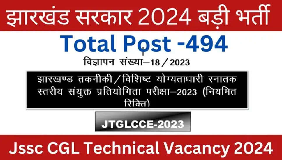 494 जूनियर तकनीकी पदों के लिए जेएसएससी जेटीजीएलसीसी भर्ती 2024: जानें पात्रता, वेतनमान और आवेदन प्रक्रिया