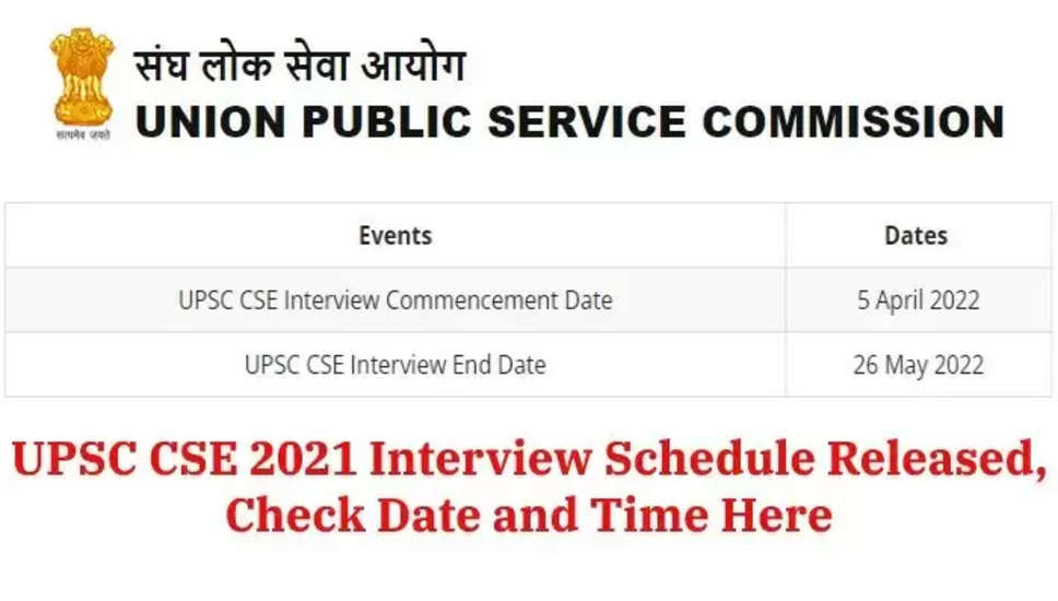 UPSC विभिन्न रिक्ति 2022 के साक्षात्कार की तिथियां घोषित: यहां देखें