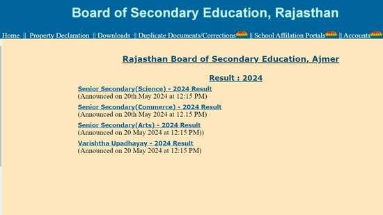 RBSE 12th Result 2024 Declared: Stream-wise Pass Percentages Released