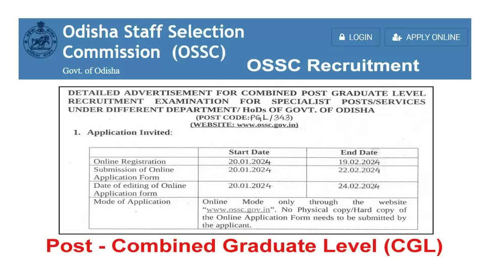 ओएसएससी सीजीएल (ग्रुप-बी और सी स्पेशलिस्ट पोस्ट) 2023 मुख्य लिखित परीक्षा तिथि घोषित
