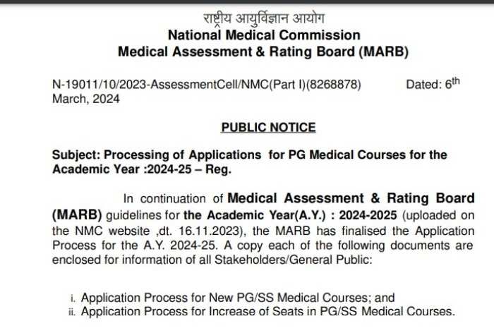 NMC Releases Guidelines for PG Medical Course Application Processing