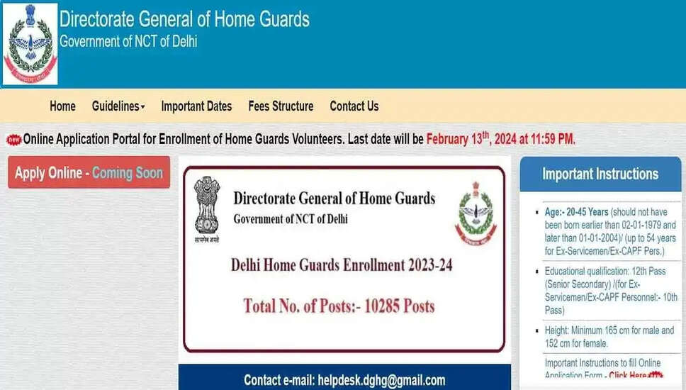 Delhi Home Guard Recruitment 2024: Apply Online for 10285 Posts - Don't Miss Out!