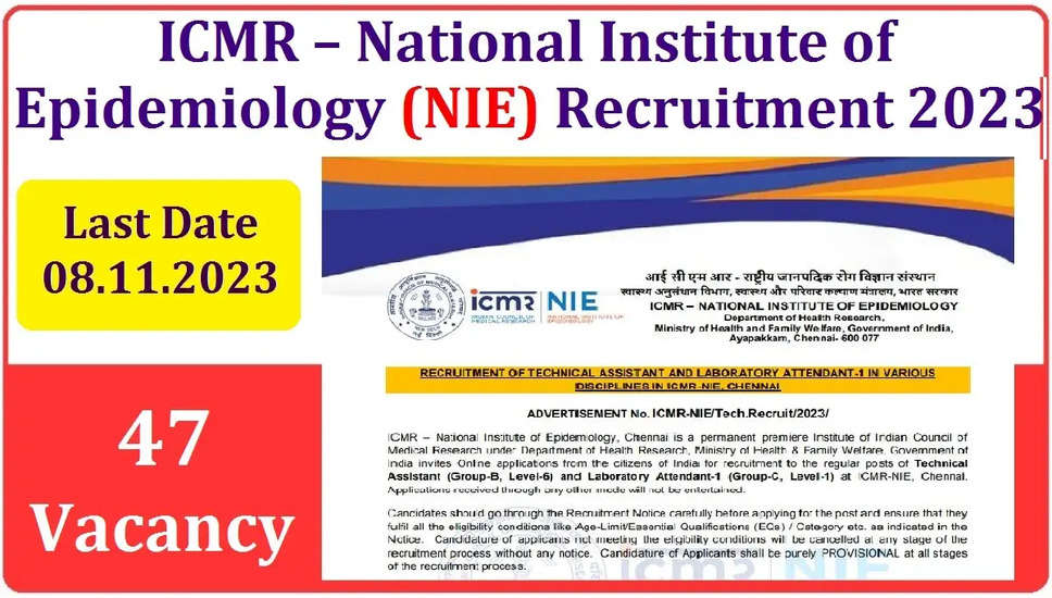 ICMR NIE भर्ती 2023: ICMR NIE में काम करने का सुनहरा अवसर, अभी आवेदन करें